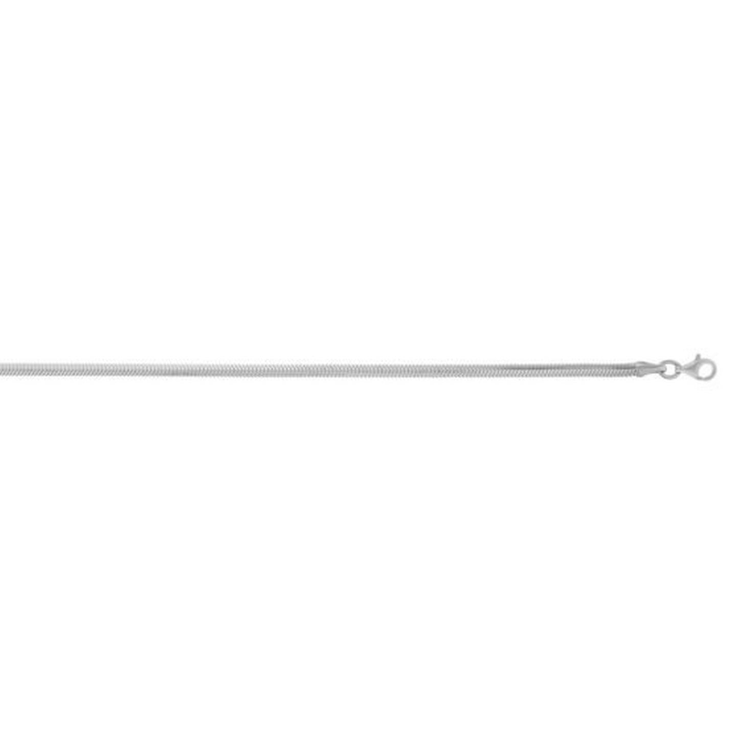 Sterling Silver Rhodium Plated Oval Snake Chain (2.60 mm)