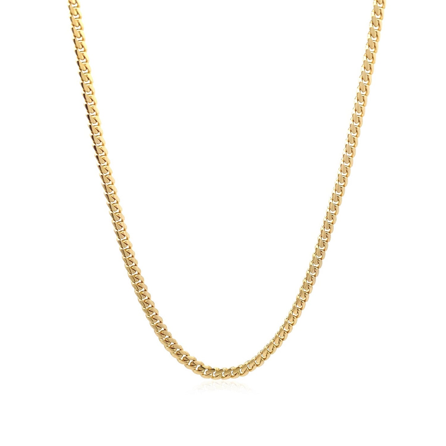 10k Yellow Gold Classic Solid Miami Cuban Chain (3.20 mm) in a sleek high-contrast midnight luxury editorial style