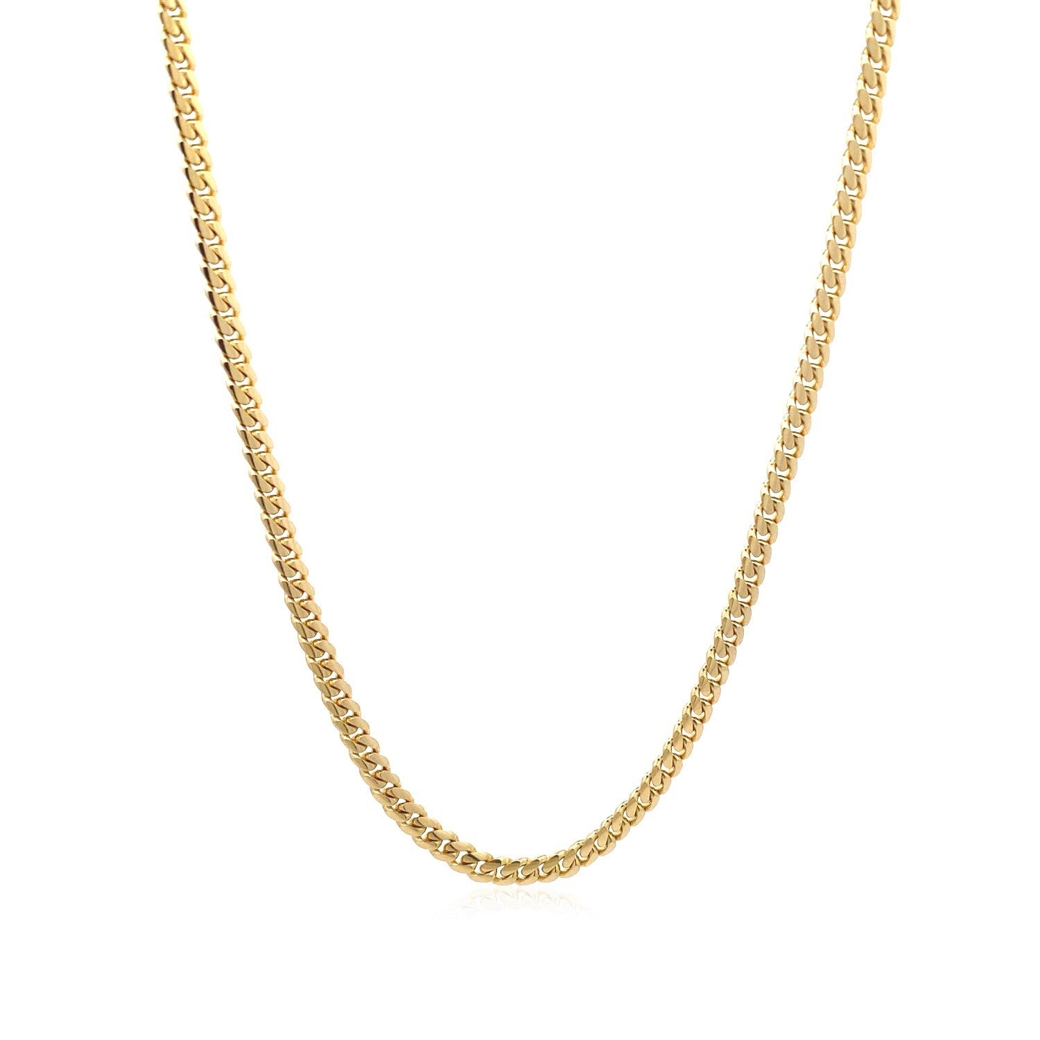 10k Yellow Gold Classic Solid Miami Cuban Chain (3.20 mm) in a sleek high-contrast midnight luxury editorial style