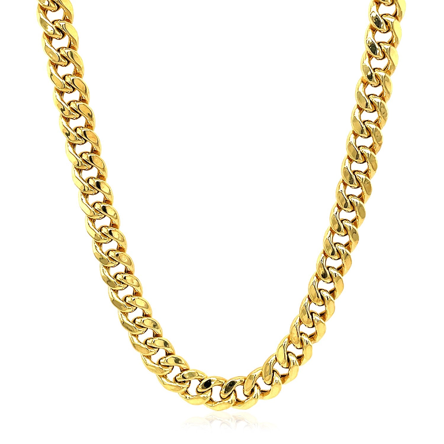 14k Yellow Gold Semi Solid Miami Cuban Chain (5.00 mm) in a sleek high-contrast midnight luxury editorial style