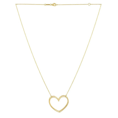 Large Open Heart Necklace in 14K Yellow Gold - Peelerie
