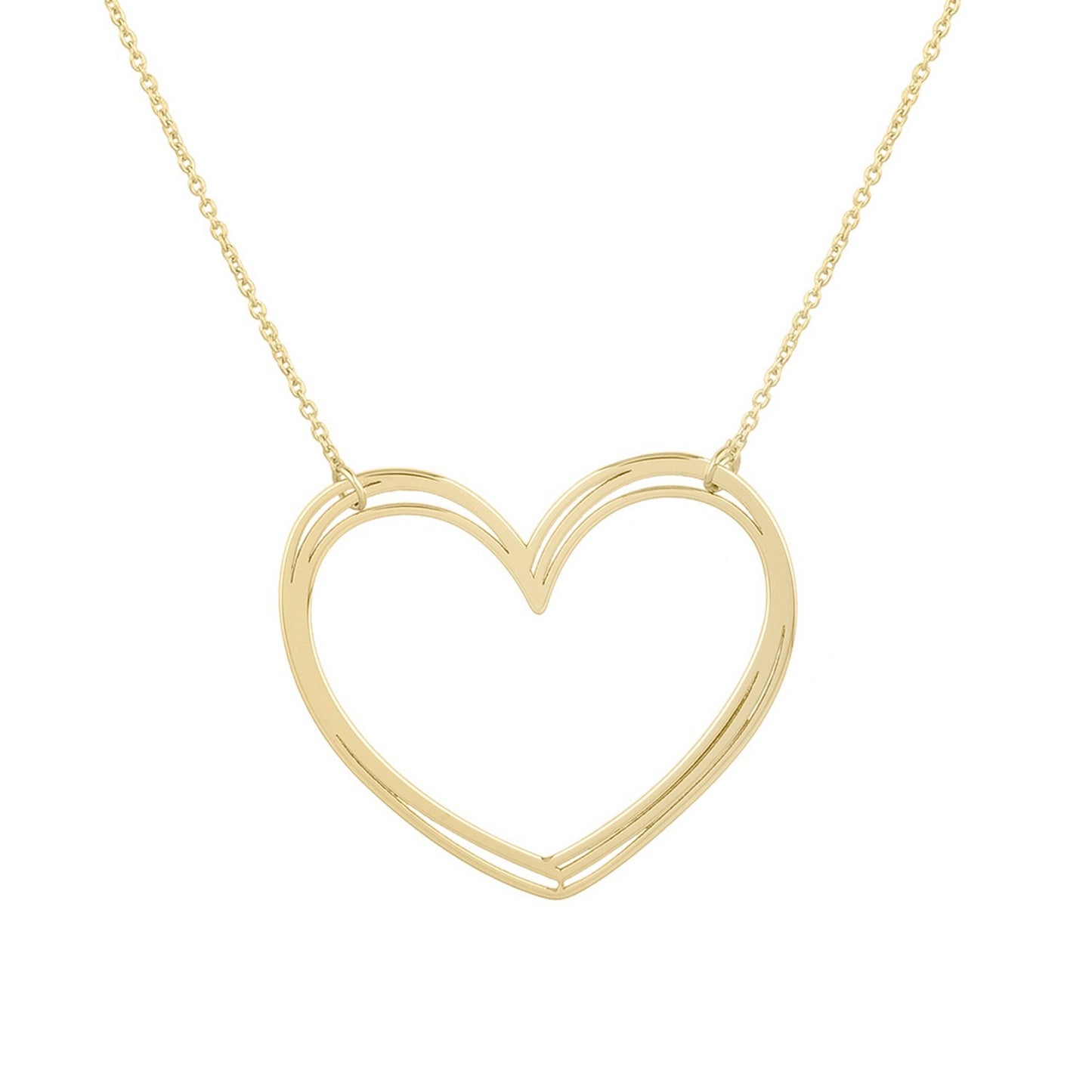 Large Open Heart Necklace in 14K Yellow Gold