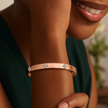 14k Rose Gold Trilogy Diamond Bangle (5.40 mm) - Peelerie