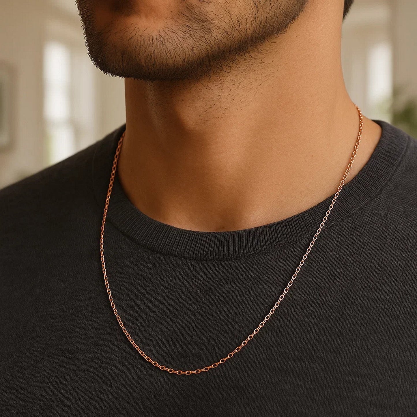 14k Rose Gold Diamond Cut Cable Link Chain (1.30 mm)