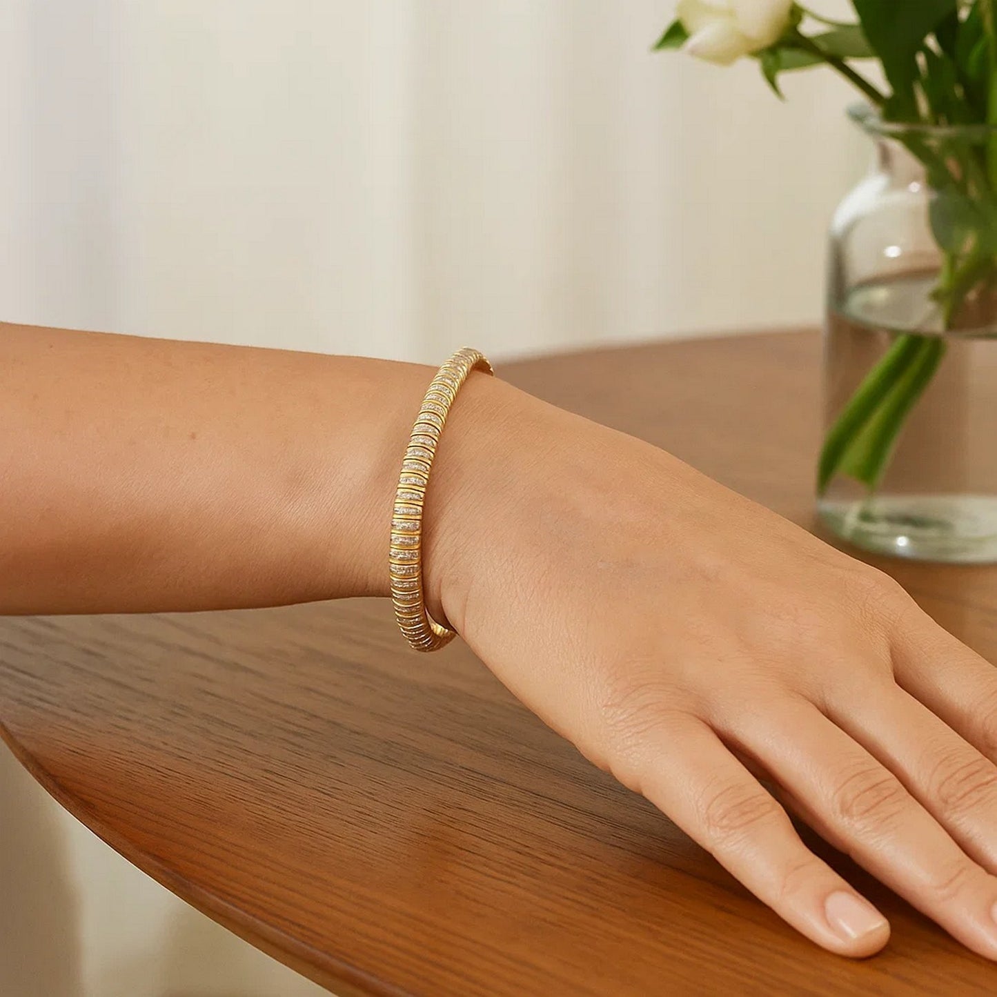 14k Yellow Gold Diamante Flex Bracelet (5.80 mm)