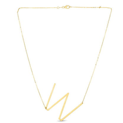 14K Yellow Gold Yours Truly Large Initial W Necklace