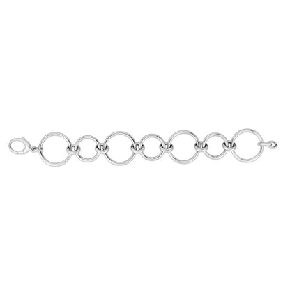 Sterling Silver Rhodium Plated Round Link Bracelet