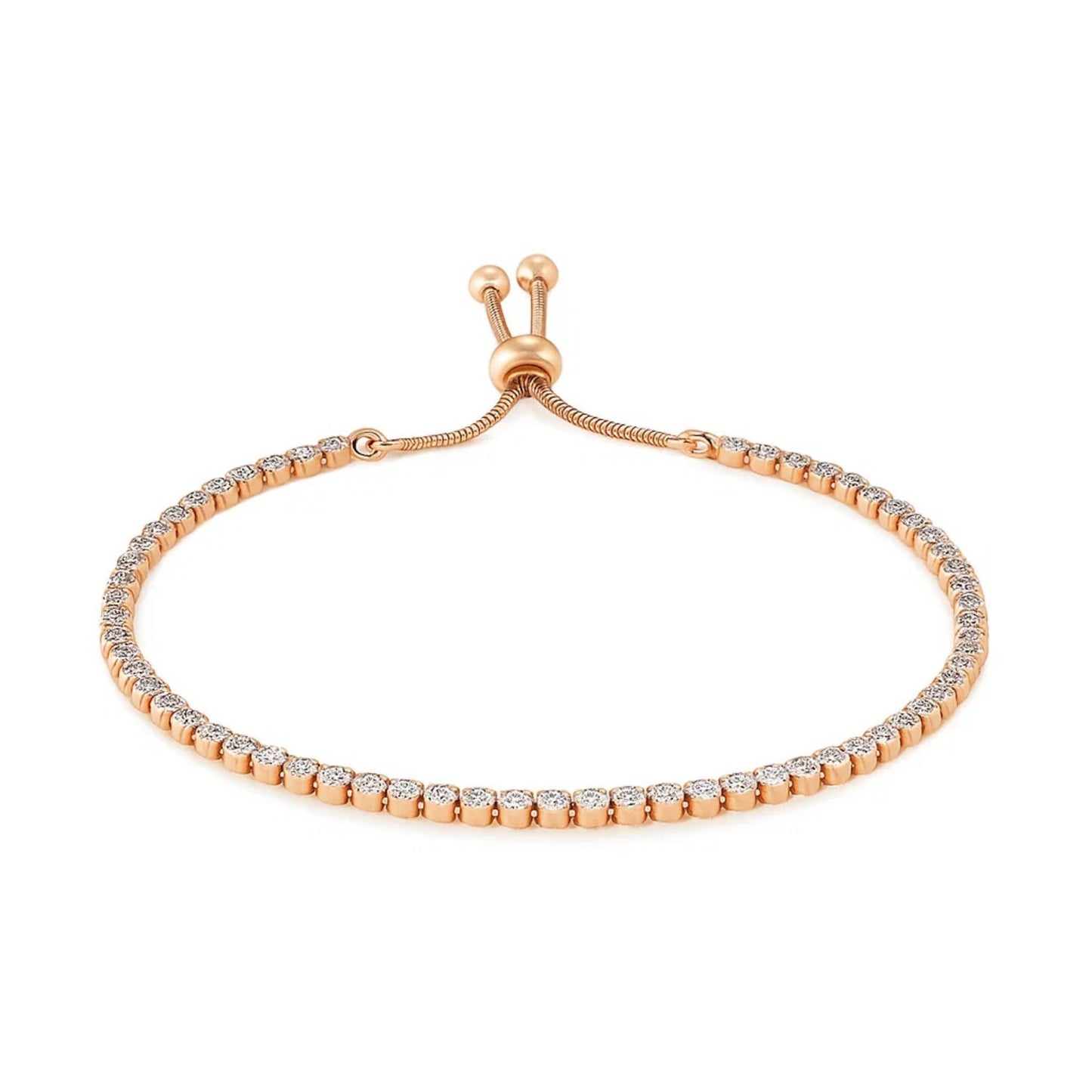 Adjustable Tennis Style Bracelet with Cubic Zirconia in Sterling Silver(5.10 mm)