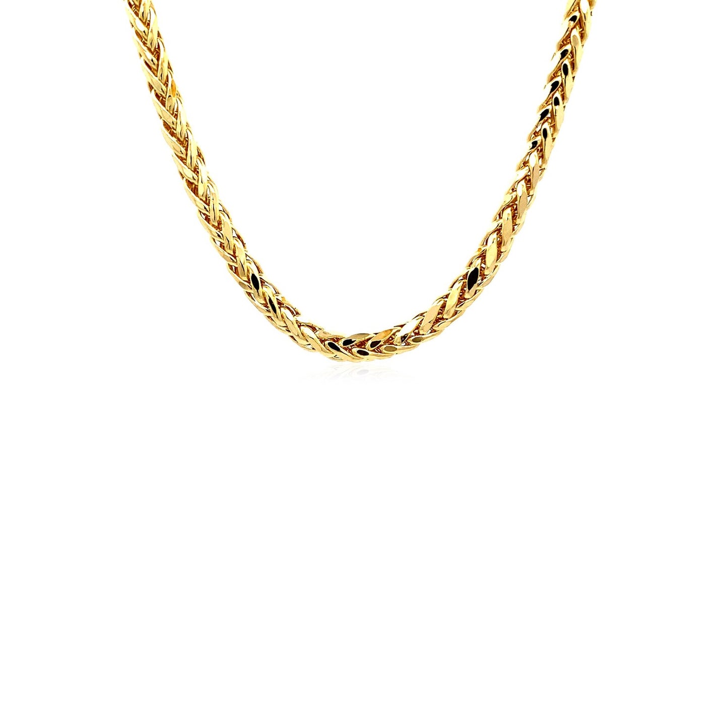 4.1mm 14k Yellow Gold Diamond Cut Round Franco Chain in a sleek high-contrast midnight luxury editorial style