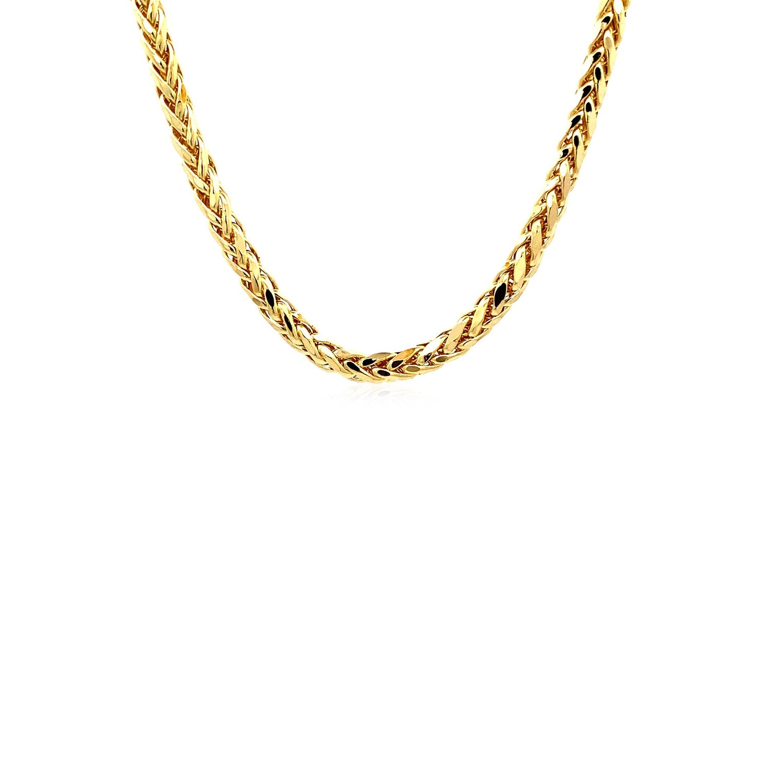4.1mm 14k Yellow Gold Diamond Cut Round Franco Chain in a sleek high-contrast midnight luxury editorial style