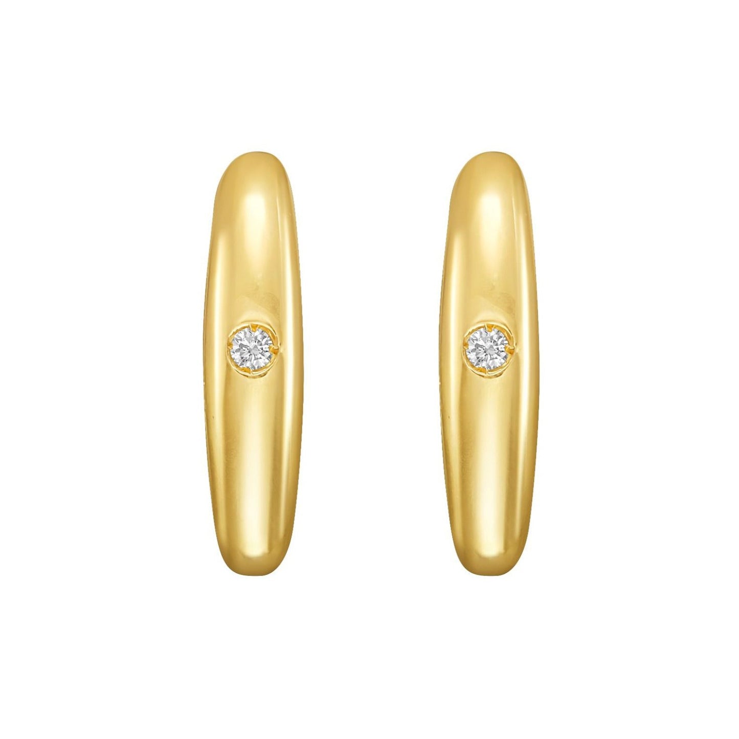 14K Yellow Gold Diamond Small Hoop Earrings
