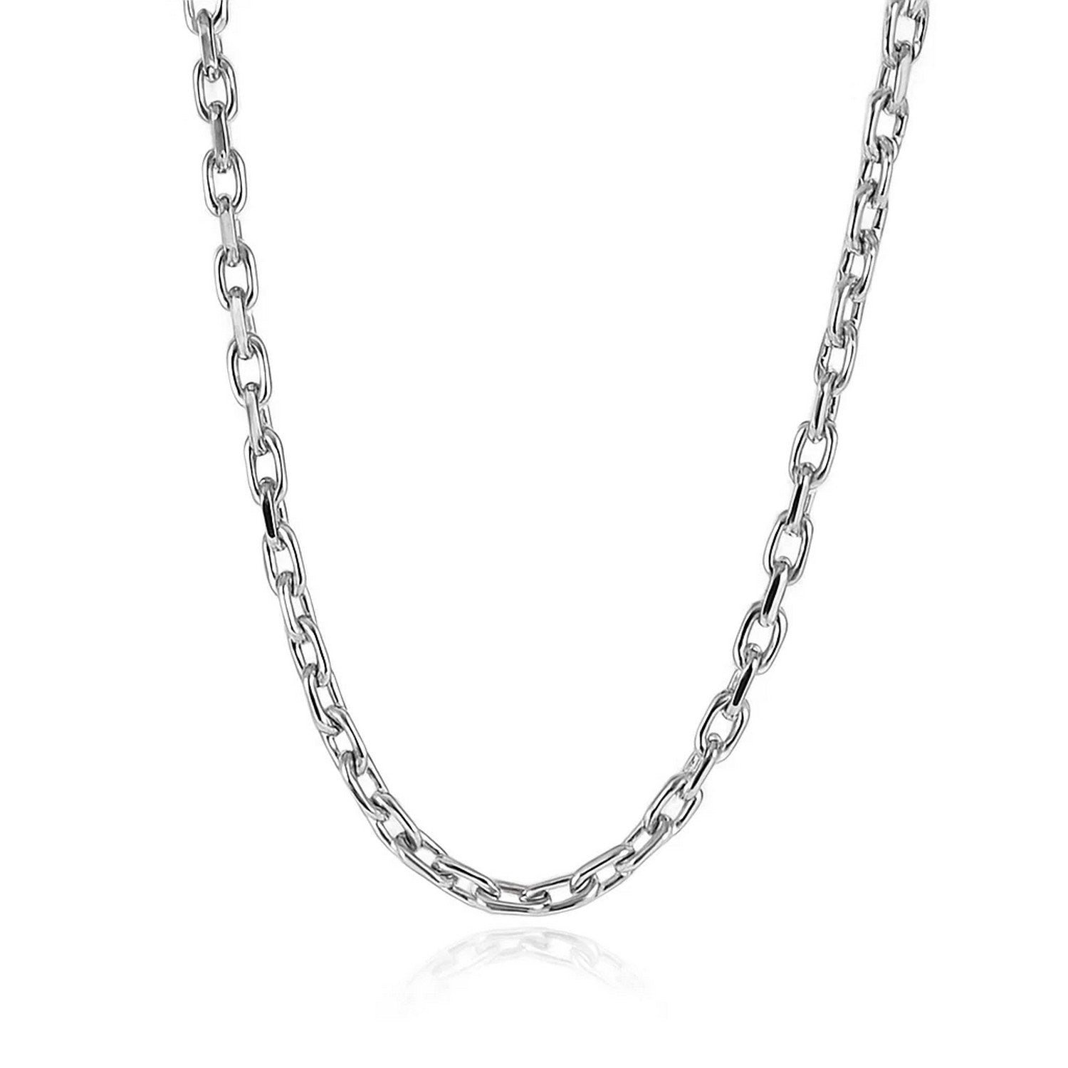 14k White Gold French Cable Link Chain (2.50 mm) in a sleek high-contrast midnight luxury editorial style