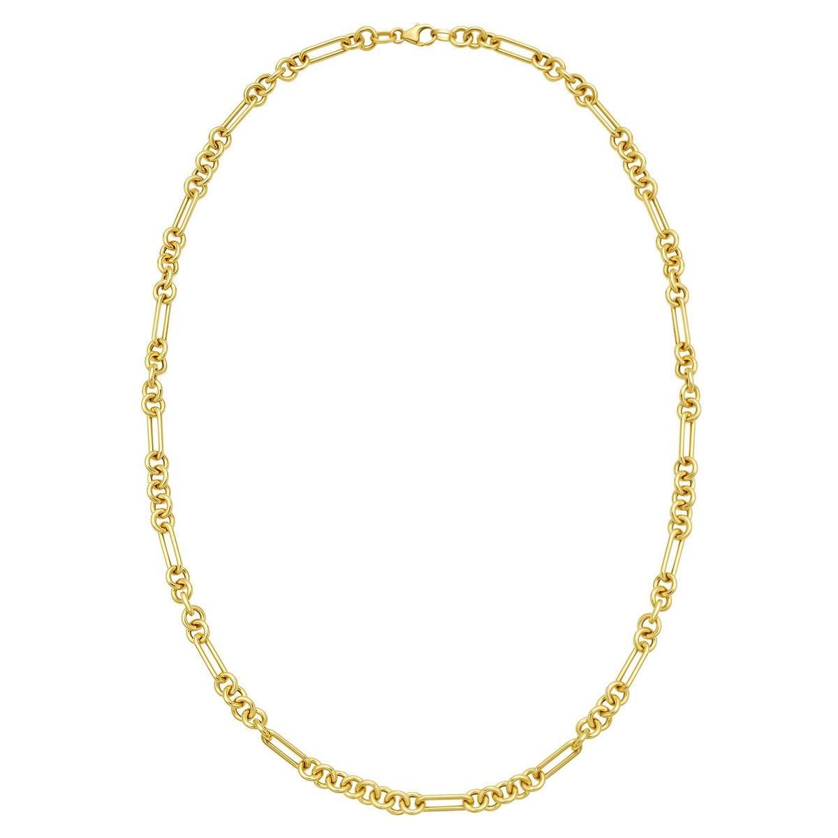 14K Yellow Gold Five And One Paperclip Link Chain Necklace