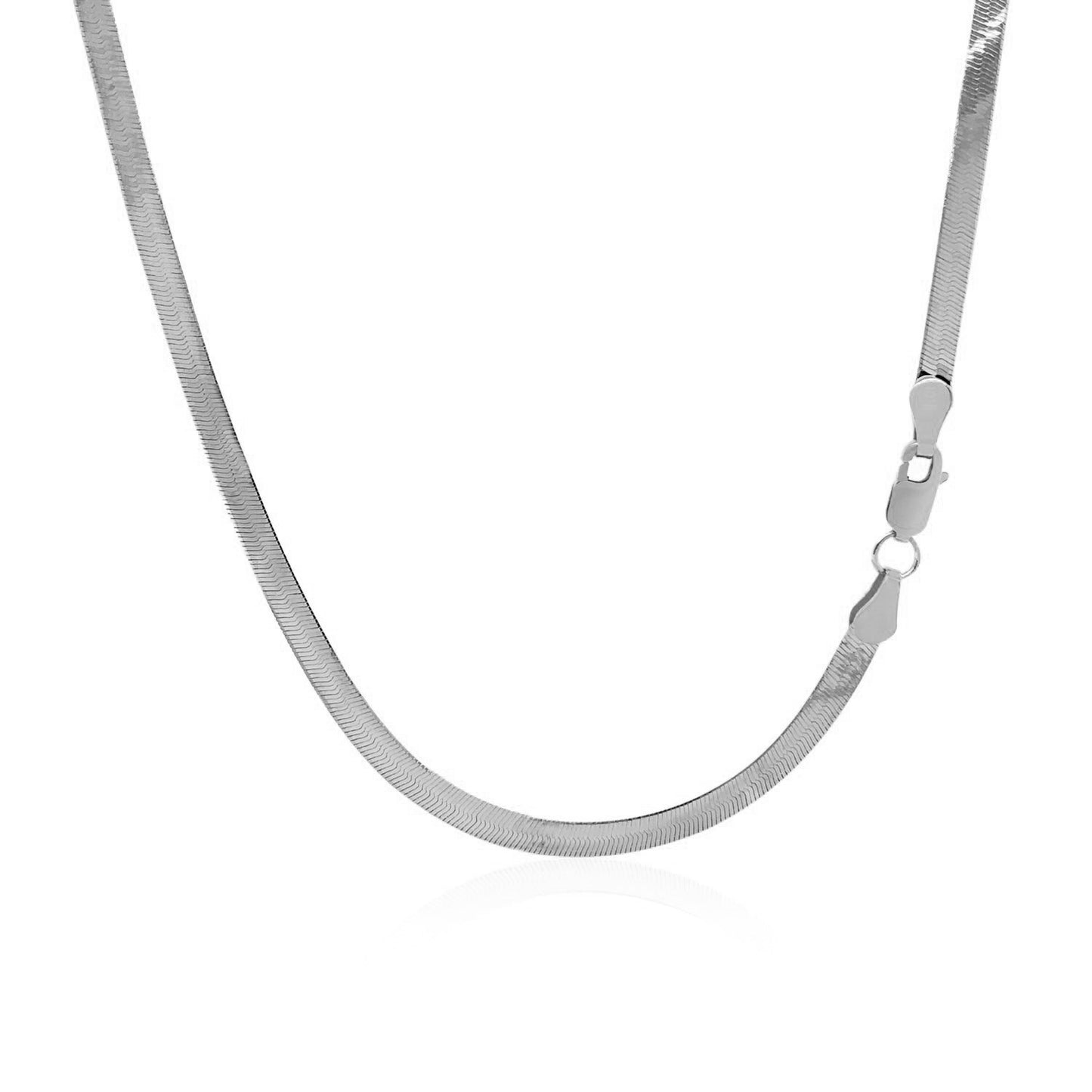 Sterling Silver Rhodium Plated Herringbone Chain (3.30 mm) - Peelerie