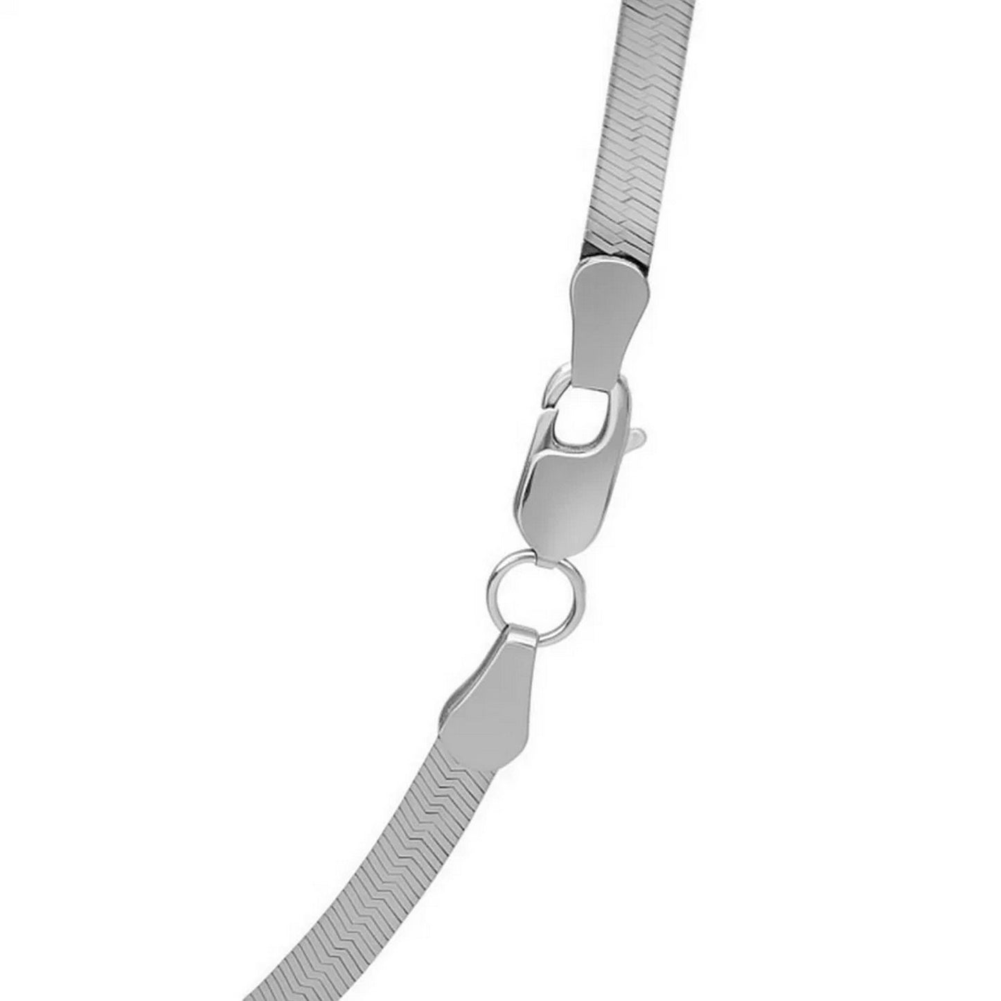 Sterling Silver Rhodium Plated Herringbone Chain (3.30 mm) - Peelerie