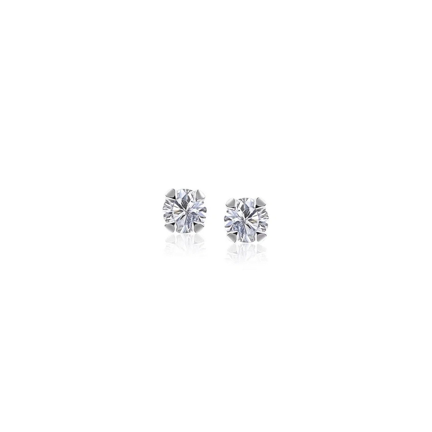 14k White Gold White Cubic Zirconia Stud Earrings(2mm) in a sleek high-contrast midnight luxury editorial style