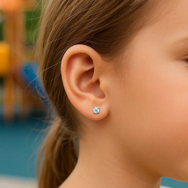 14k White Gold White Cubic Zirconia Stud Earrings(2mm) - Peelerie