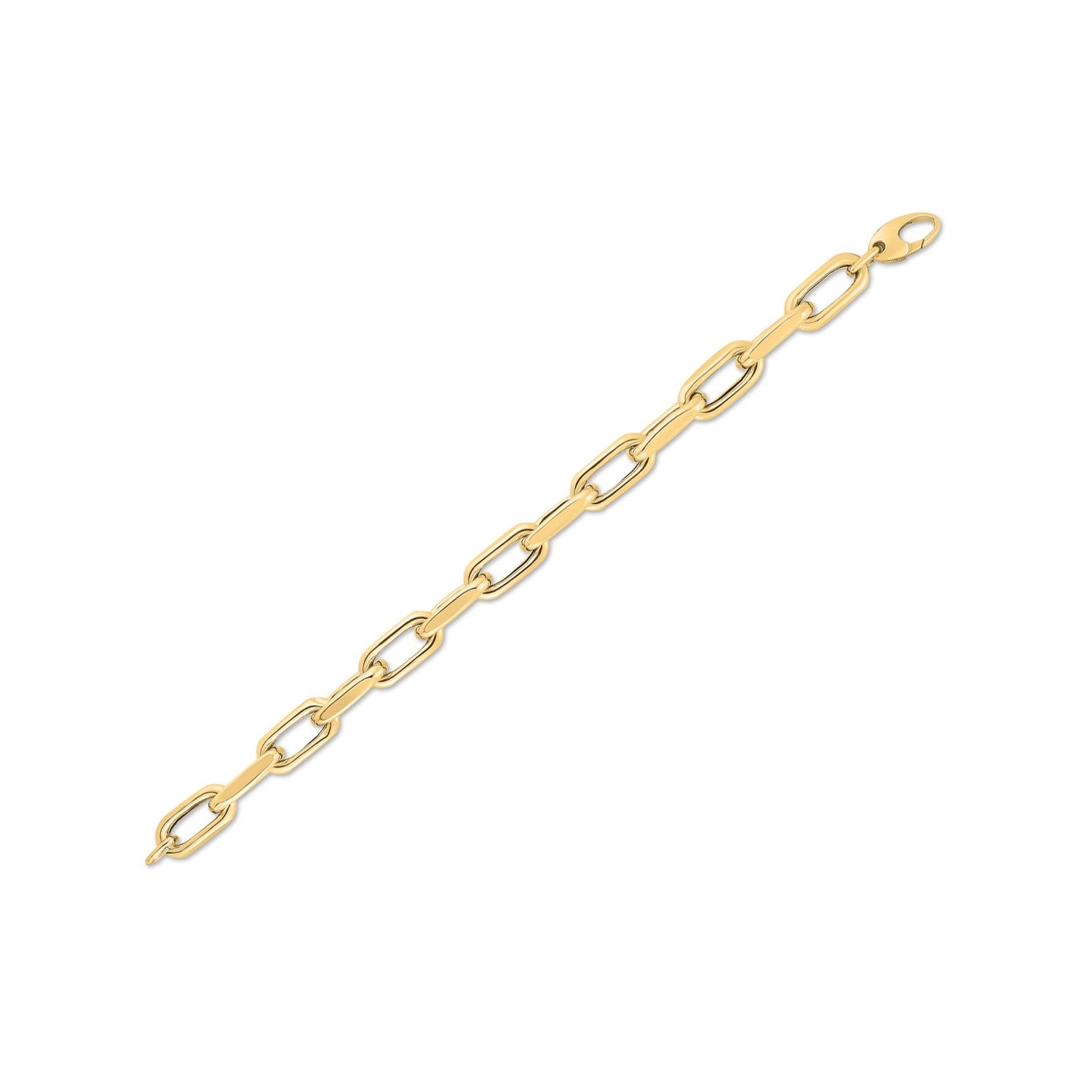 14k Yellow Gold French Cable Link Bracelet (9.00 mm) in a sleek high-contrast midnight luxury editorial style