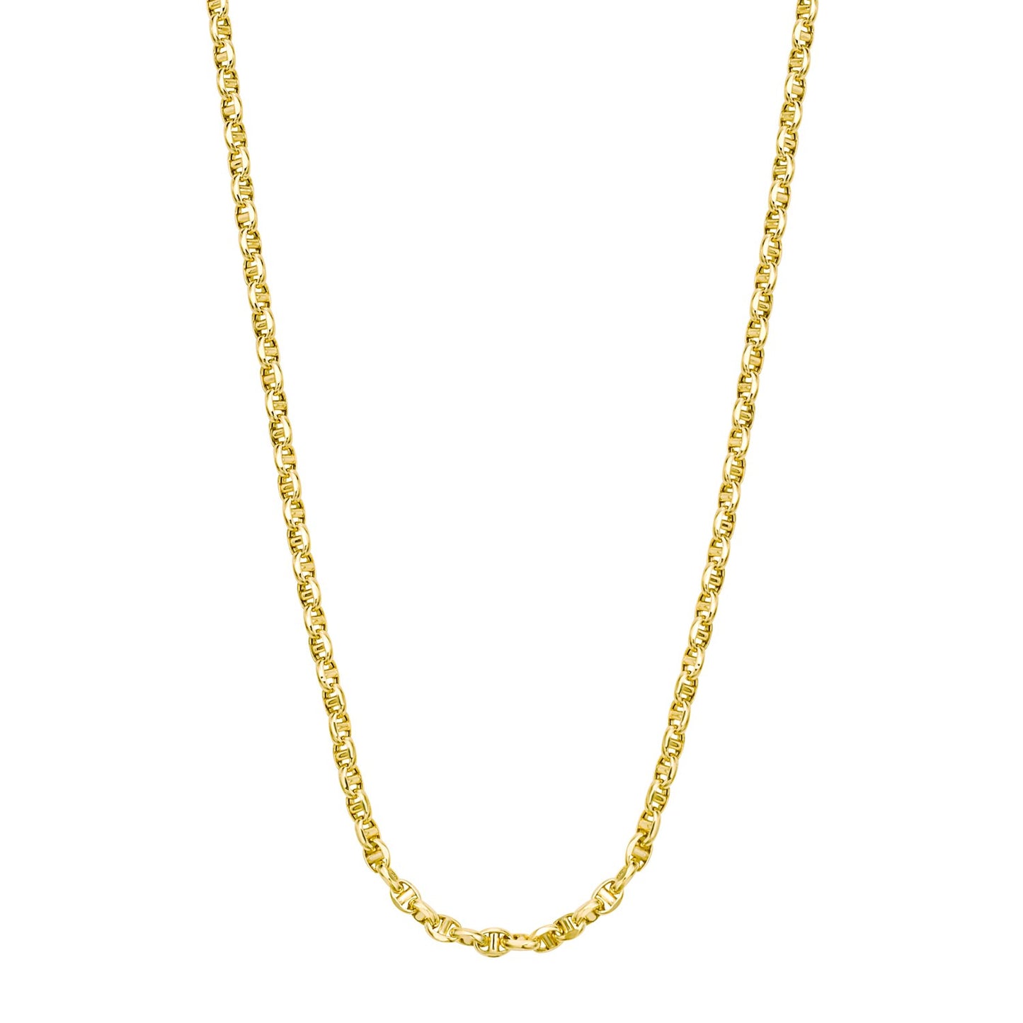 14k Yellow Gold Lite Anchor Chain (3.00 mm) in a sleek high-contrast midnight luxury editorial style