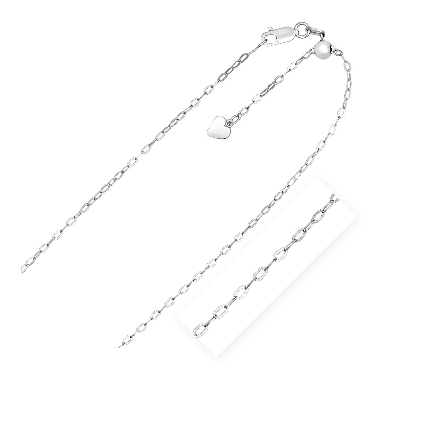 Sterling Silver Adjustable Piatto Chain (1.50 mm) in a sleek high-contrast midnight luxury editorial style