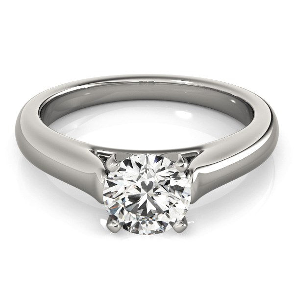 14k White Gold Cathedral Design Solitaire Diamond Engagement Ring (1 cttw) - Peelerie