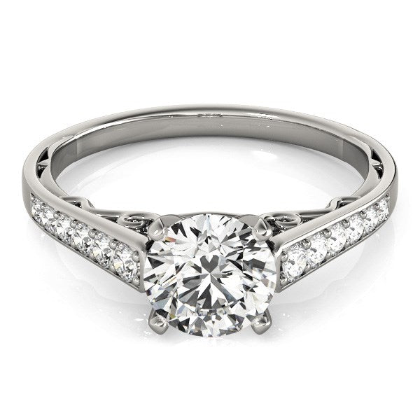 14k White Gold Cathedral Design Diamond Engagement Ring (1 1/4 cttw) - Peelerie
