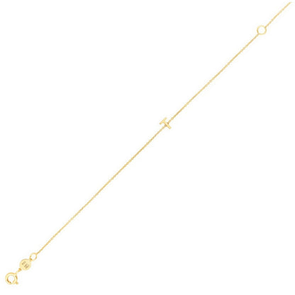 14K Yellow Gold Mini Initial T Bracelet