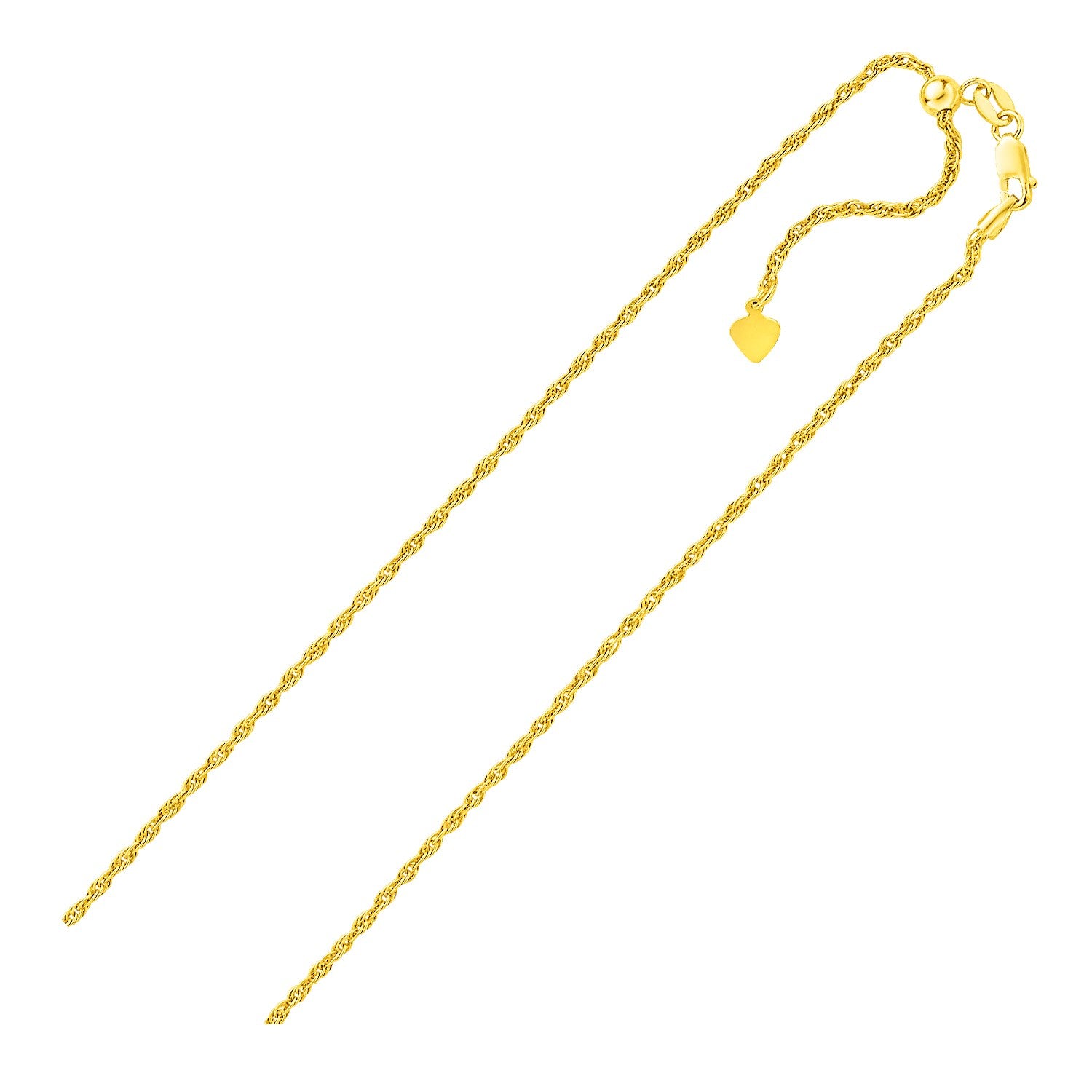 Sterling Silver in Yellow Finish 1.5mm Adjustable Rope Chain (1.50 mm) in a sleek high-contrast midnight luxury editorial sty