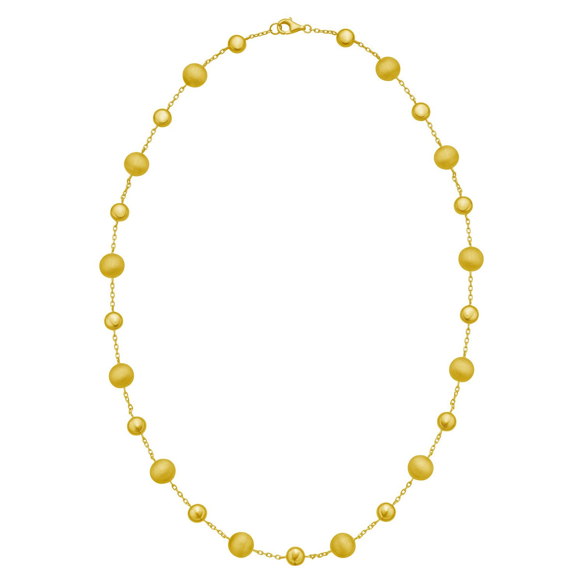 14K Yellow Gold Polished and Satin Pebble Necklace