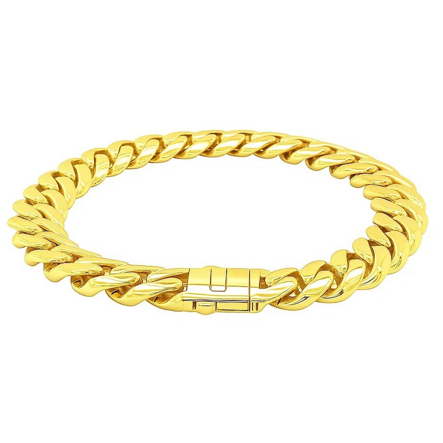 14k Yellow Gold Polished Curb Chain Bracelet (11.50 mm) - Peelerie