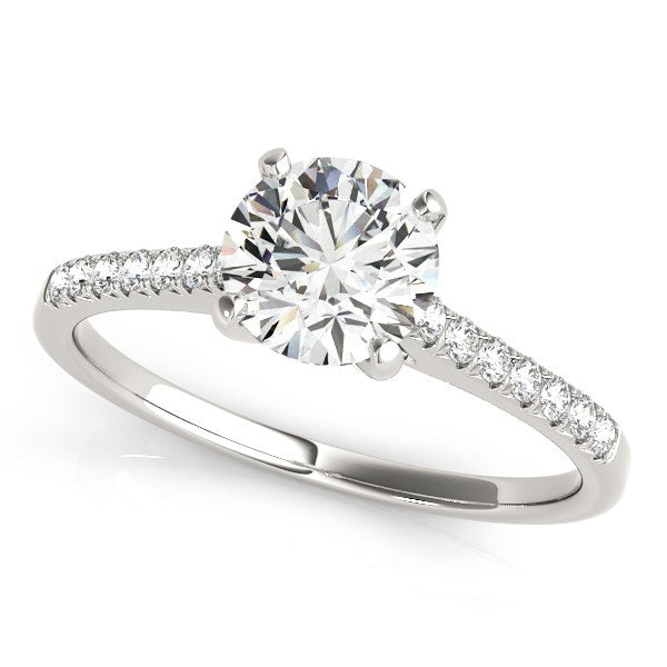 14k White Gold Single Row Scalloped Set Diamond Engagement Ring (1 1/8 cttw) in a sleek high-contrast midnight luxury editori