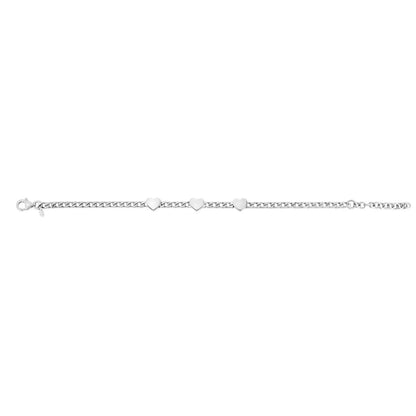 Sterling Silver Rhodium Plated Heart Chain Bracelet
