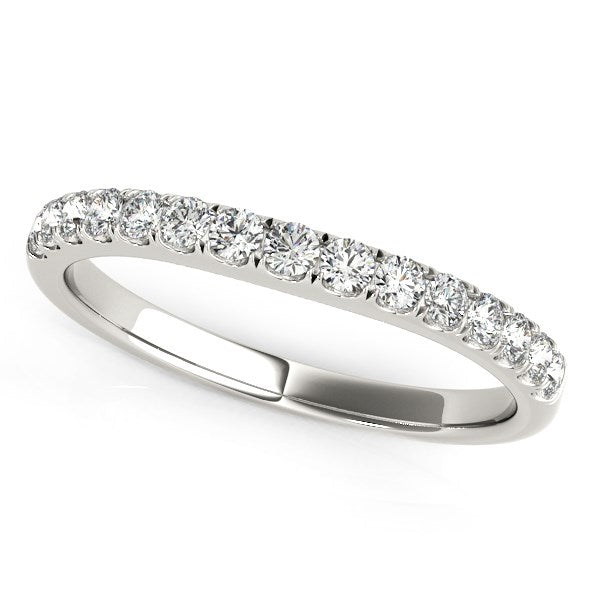 14k White Gold Pave Set Style Diamond Wedding Band (1/4 cttw) in a sleek high-contrast midnight luxury editorial style