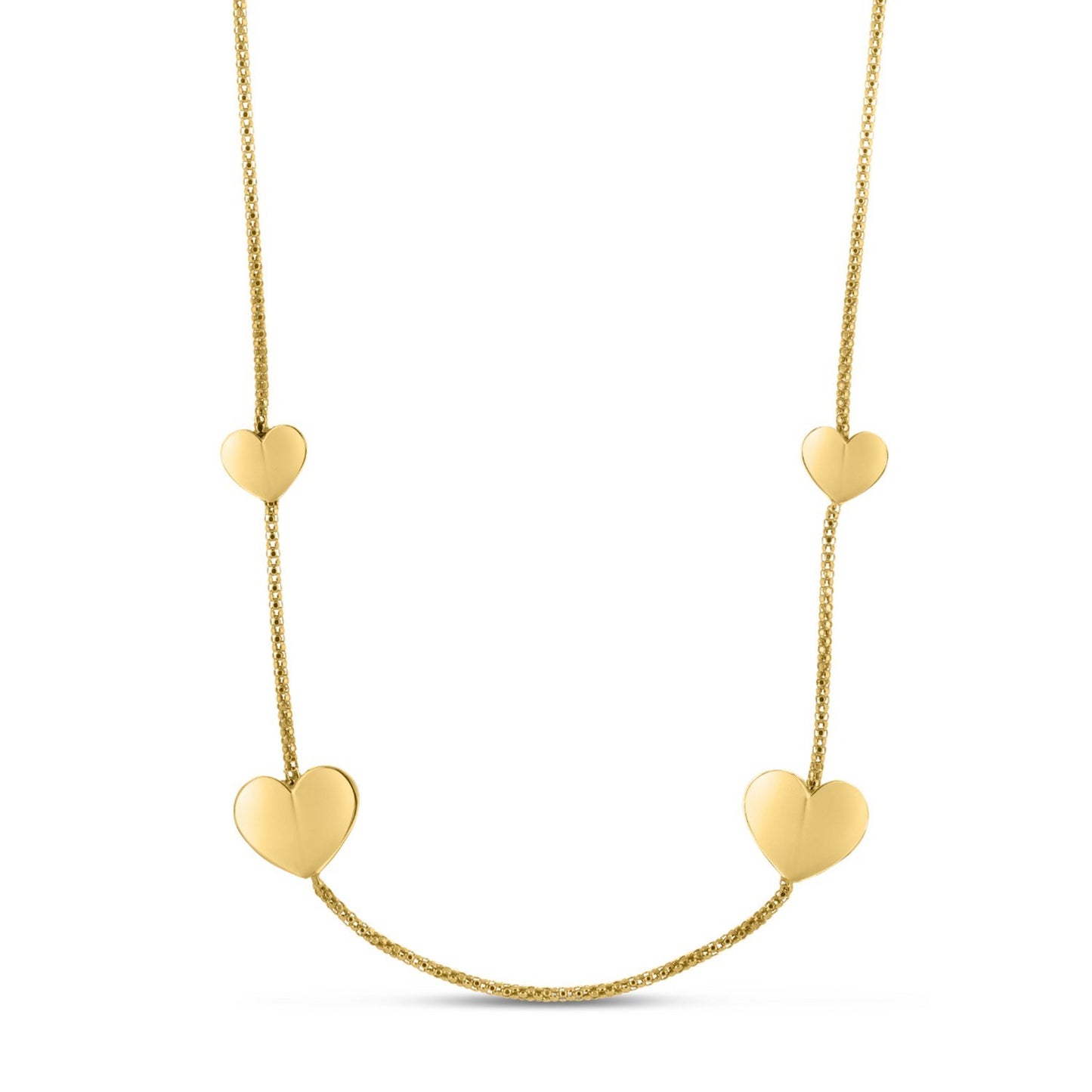 Sterling Silver Gold Plated Hearts Station Necklace