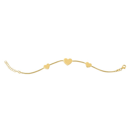 Sterling Silver Gold Plated Hearts Station Necklace
