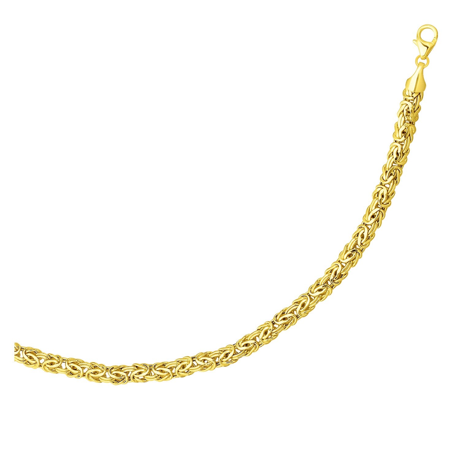 14k Yellow Gold Byzantine Link Shiny Bracelet (6.00 mm) in a sleek high-contrast midnight luxury editorial style