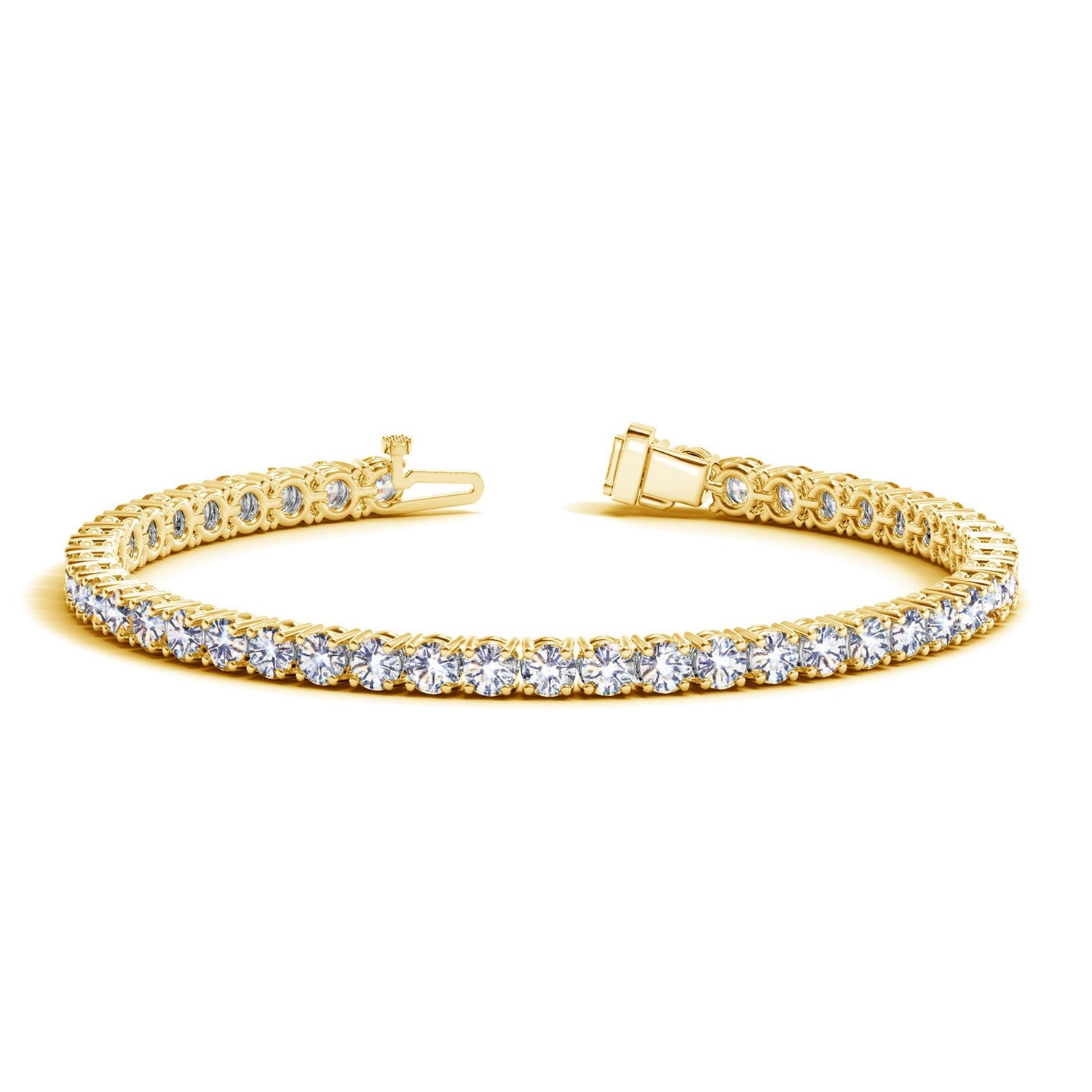 Lab Grown Round Diamond Tennis Bracelet in 14k Yellow Gold (8 cctw F/G VS2/SI1) in a sleek high-contrast midnight luxury edit