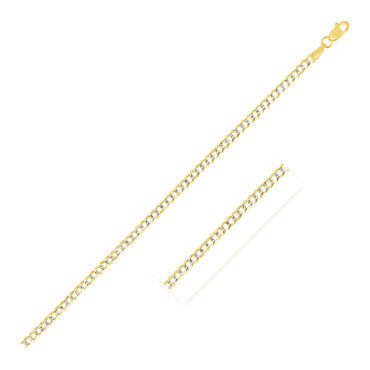14k Two Tone Gold Pave Curb Chain (2.60 mm) - Two-Tone Gold - Peelerie