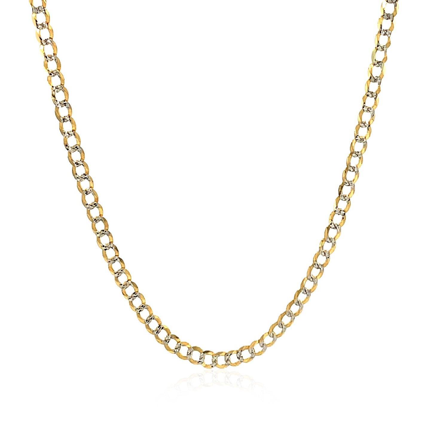 14k Two Tone Gold Pave Curb Chain (2.60 mm) in a sleek high-contrast midnight luxury editorial style