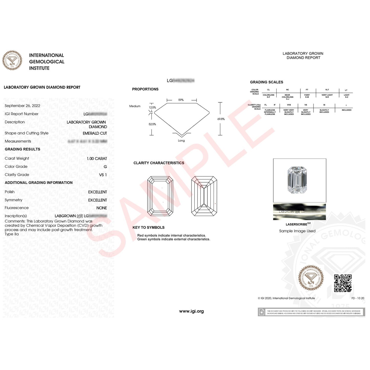 1 Carat Emerald Lab Grown IGI G/VS1 Diamond Solitaire Ring in 10K Yellow Gold