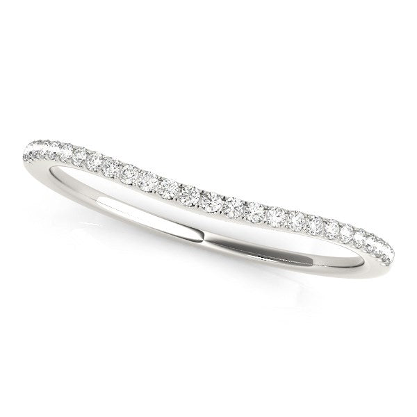 14k White Gold Pave Style Setting Curved Diamond Wedding Band (1/10 cttw) in a sleek high-contrast midnight luxury editorial