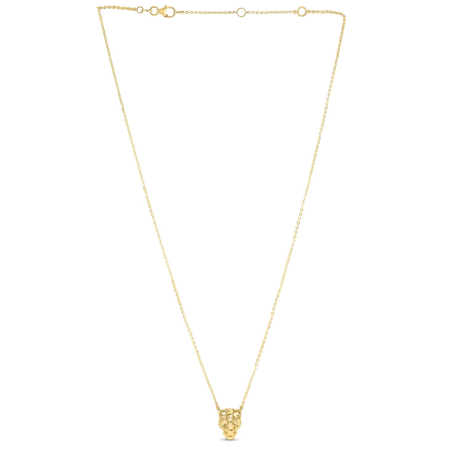 14k Yellow Gold Panther Head Necklace in a sleek high-contrast midnight luxury editorial style