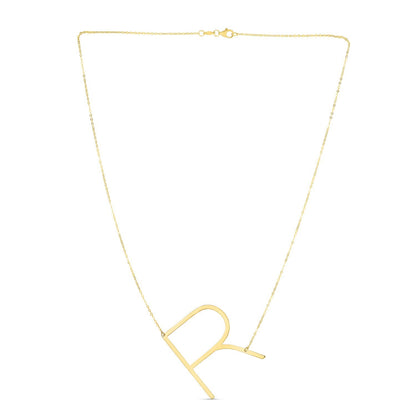 14K Yellow Gold Yours Truly Large Initial R Necklace