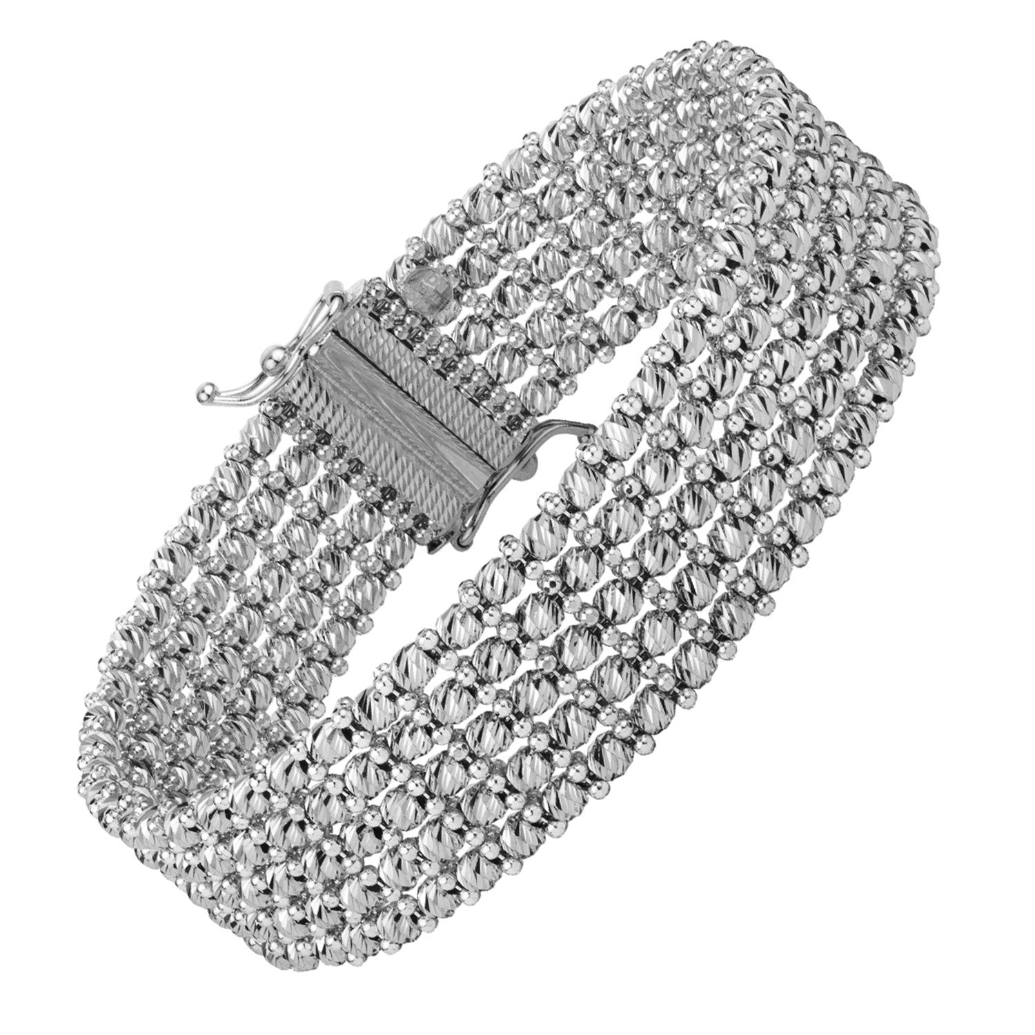 Medium Red Carpet Bracelet in 14K White Gold (14.10 mm) in a sleek high-contrast midnight luxury editorial style