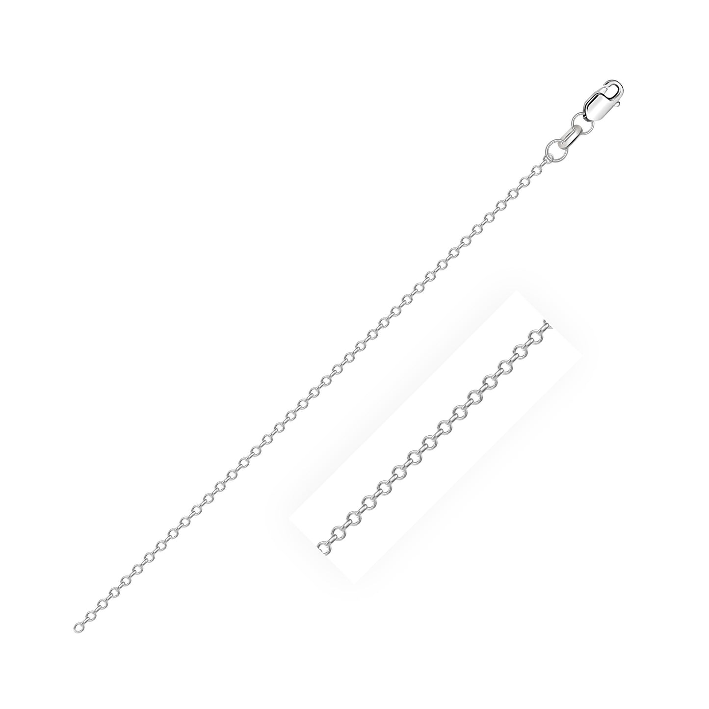 10k White Diamond Cut Cable Link Chain (0.87 mm) in a sleek high-contrast midnight luxury editorial style