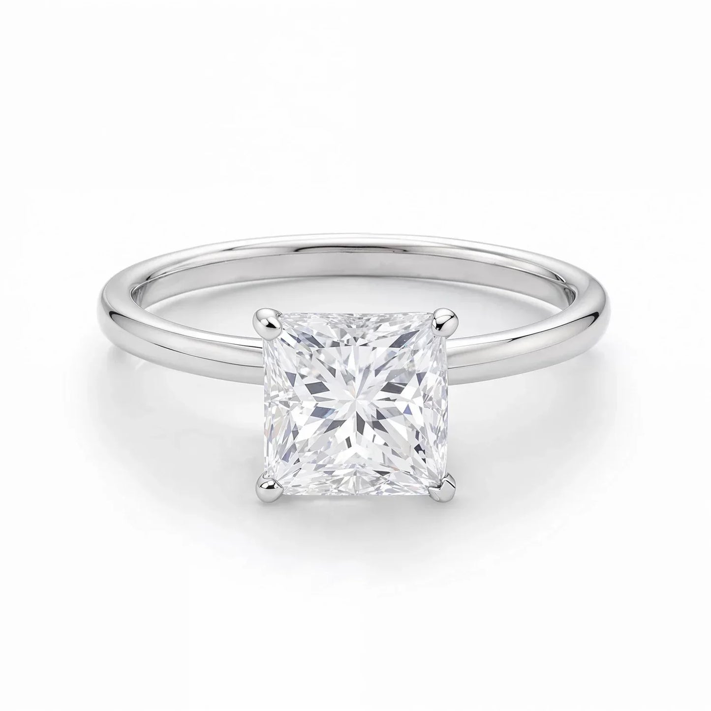 1.50Ct Princess Lab Grown IGI G/VS1 Diamond Ring in 14K White Gold - Peelerie