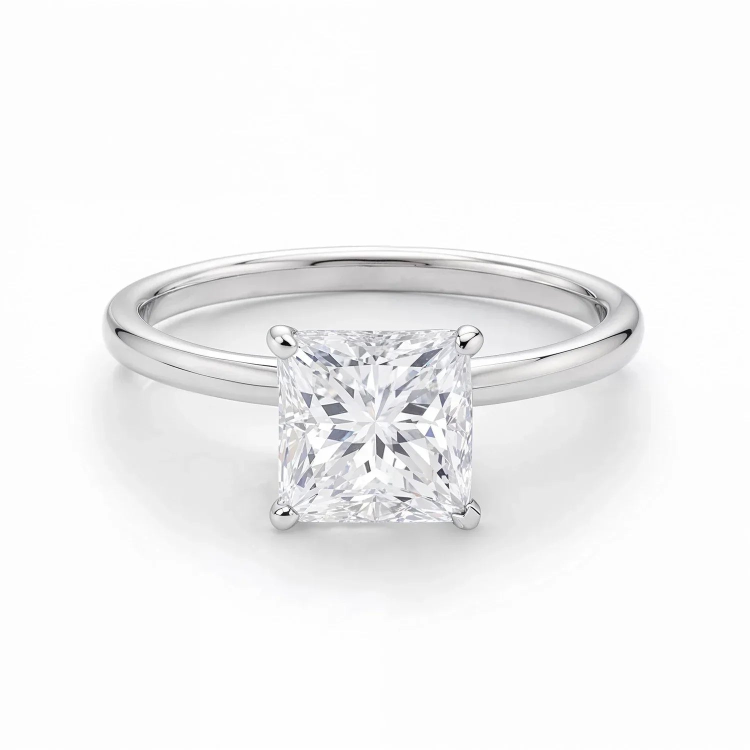 1.50Ct Princess Lab Grown IGI G/VS1 Diamond Ring in 14K White Gold - Peelerie