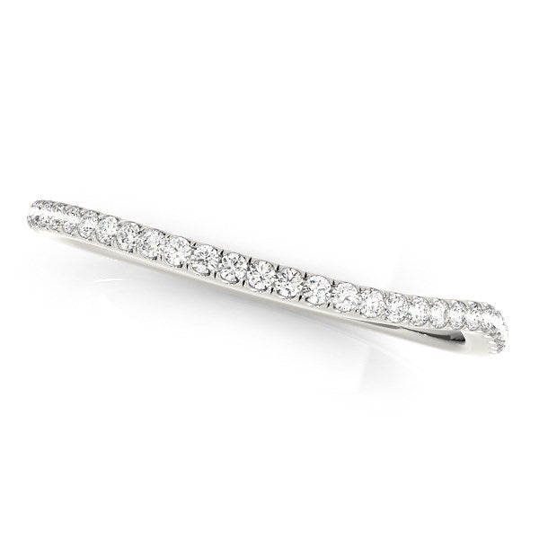 14k White Gold Slim Curved Diamond Wedding Ring (1/10 cttw) in a sleek high-contrast midnight luxury editorial style
