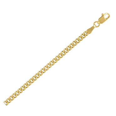 14k Yellow Gold Light Gourmette Chain (2.80 mm) in a sleek high-contrast midnight luxury editorial style