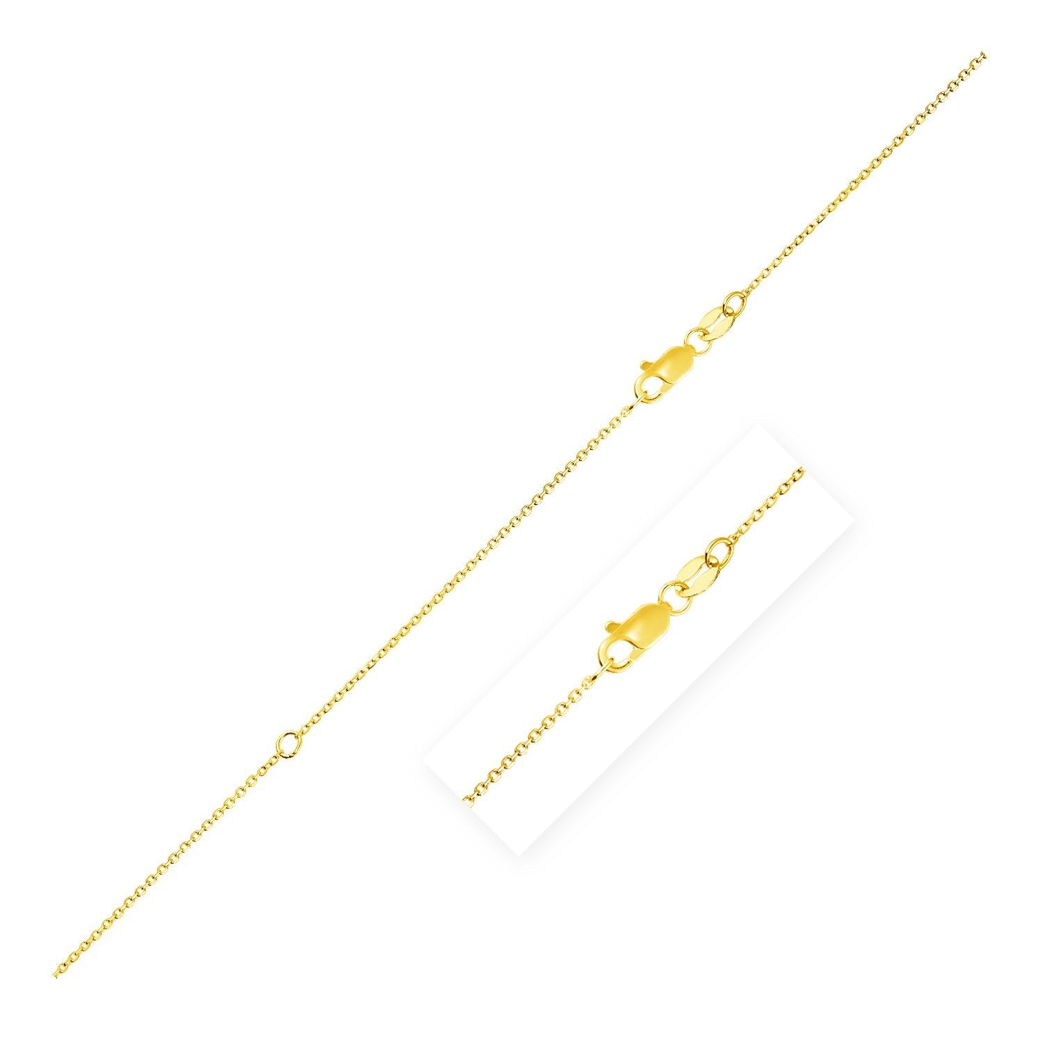 Extendable Cable Chain in 10k Yellow Gold (0.87 mm) in a sleek high-contrast midnight luxury editorial style